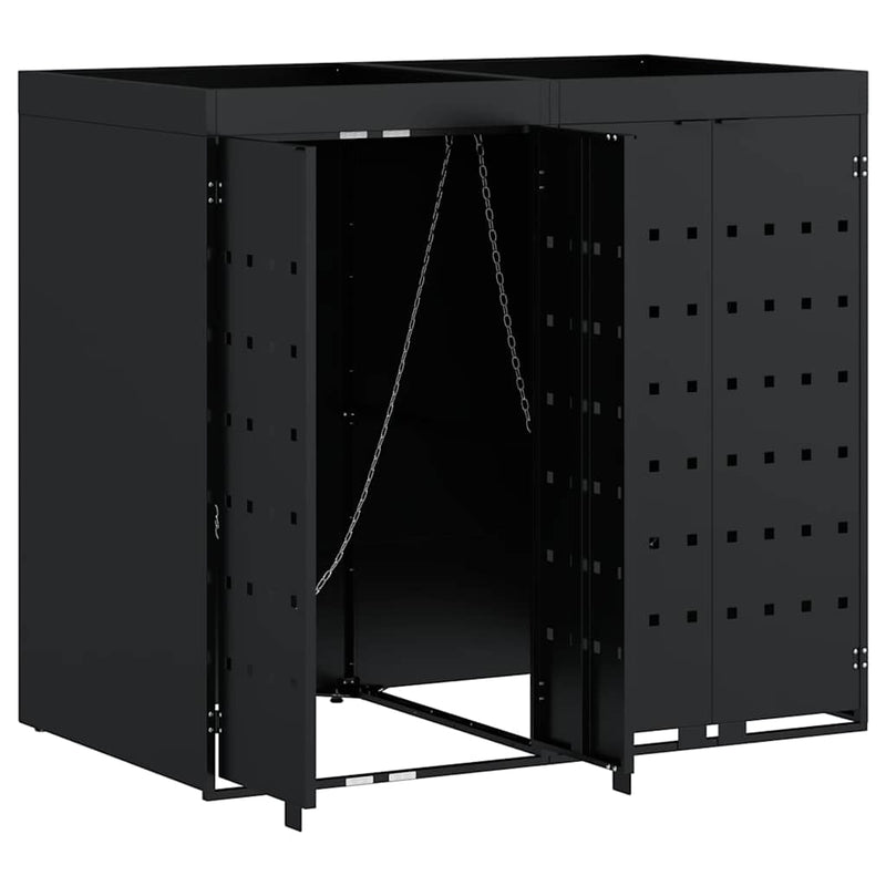 Wheelie Bin Storage for 2 Bins Black 136 x 77,5 x 121,5 cm