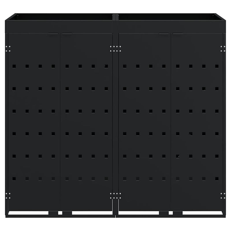 Wheelie Bin Storage for 2 Bins Black 136 x 77,5 x 121,5 cm
