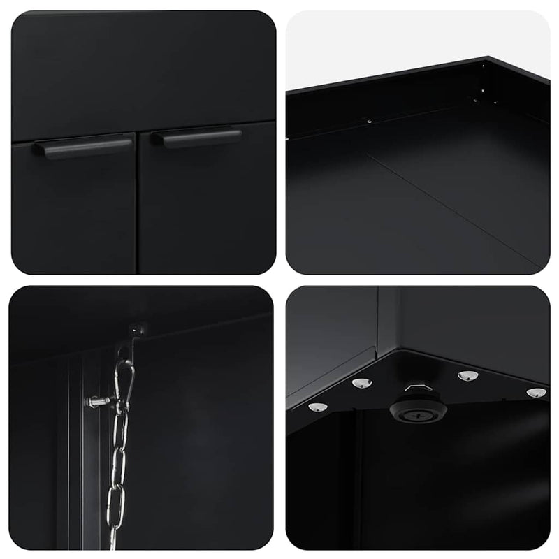Wheelie Bin Storage for 3 Bins Black 204 x 77,5 x 121,5 cm