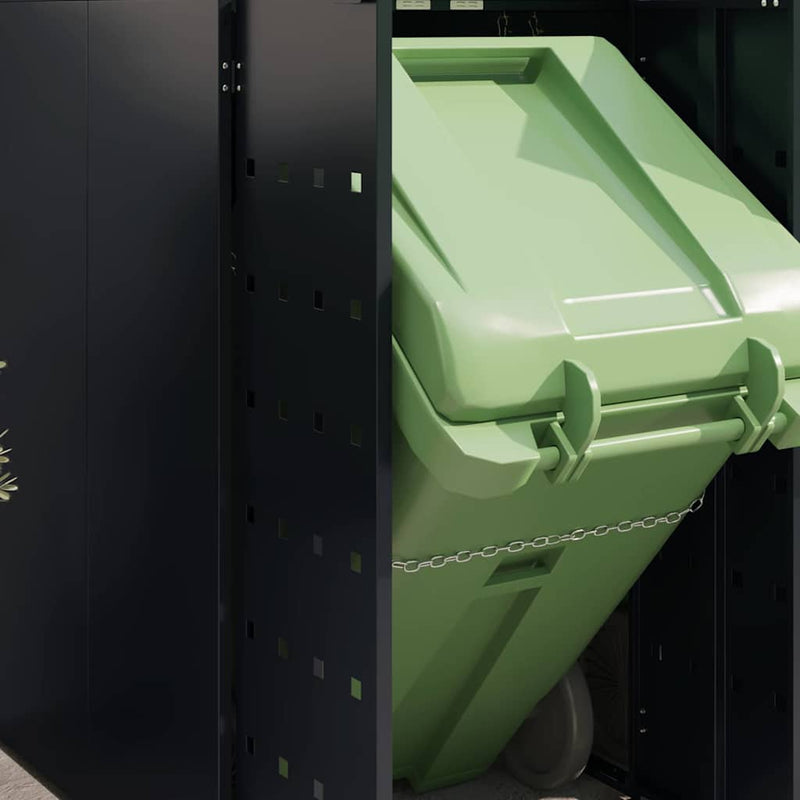 Wheelie Bin Storage for 3 Bins Black 204 x 77,5 x 121,5 cm