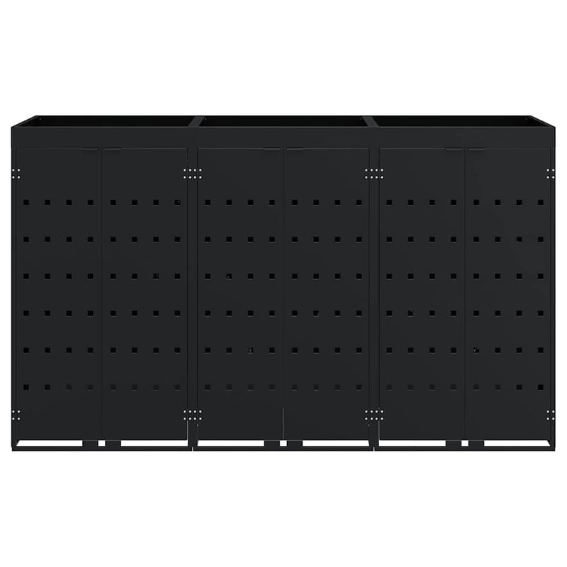 Wheelie Bin Storage for 3 Bins Black 204 x 77,5 x 121,5 cm