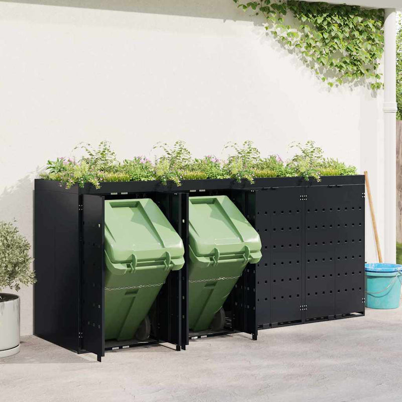Wheelie Bin Storage for 4 Bins Black 272 x 77,5 x 121,5 cm
