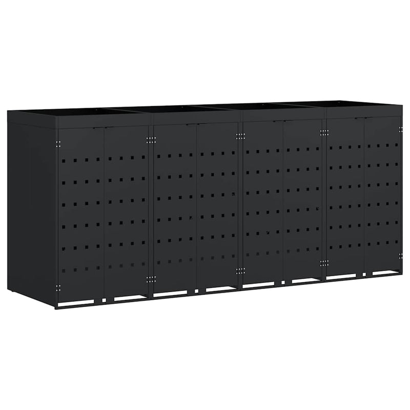 Wheelie Bin Storage for 4 Bins Black 272 x 77,5 x 121,5 cm