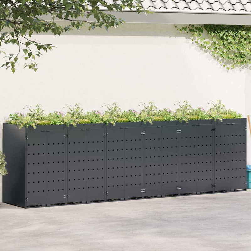 Wheelie Bin Storage for 6 Bins Anthracite 408 x 77,5 x 121,5 cm