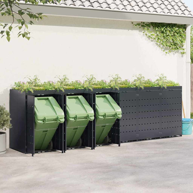 Wheelie Bin Storage for 6 Bins Anthracite 408 x 77,5 x 121,5 cm