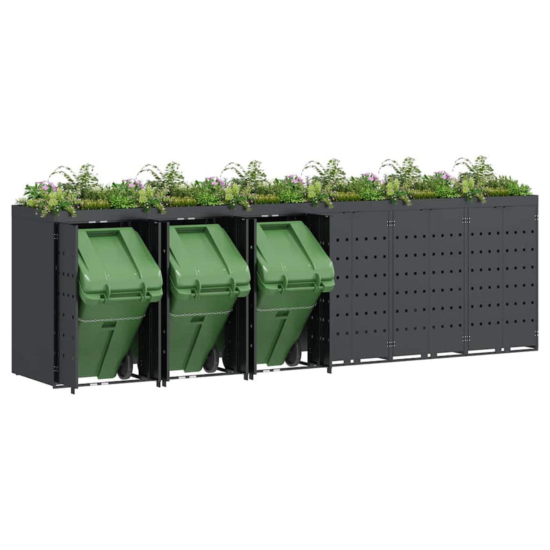 Wheelie Bin Storage for 6 Bins Anthracite 408 x 77,5 x 121,5 cm
