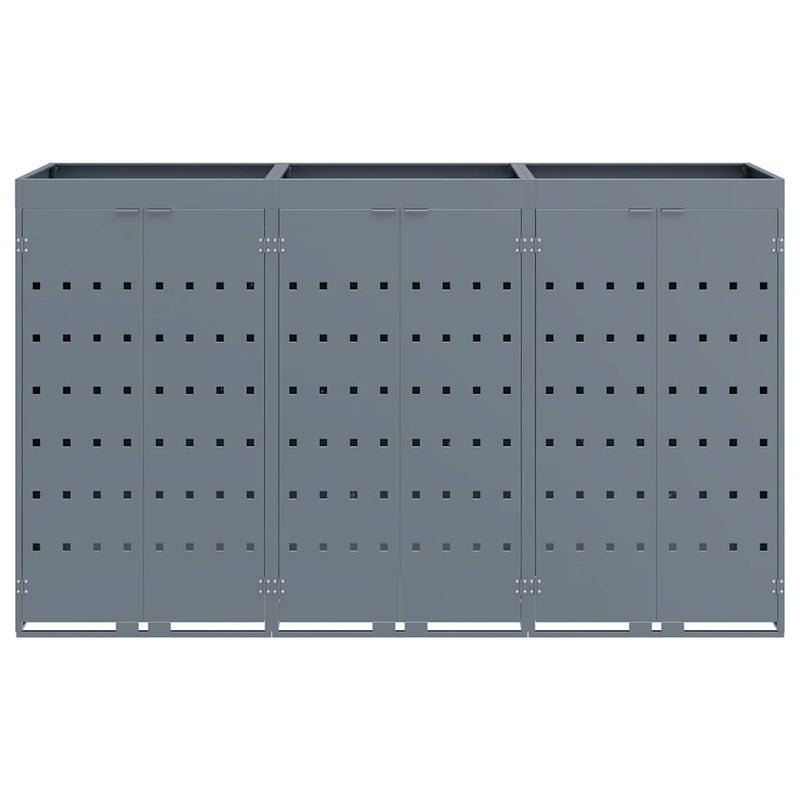 Wheelie Bin Storage for 3 Bins Light Grey 204 x 77,5 x 121,5 cm