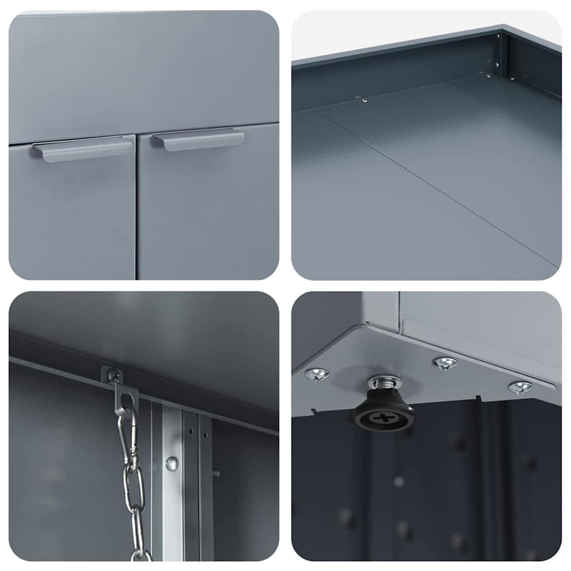 Wheelie Bin Storage for 4 Bins Light Grey 272 x 77,5 x 121,5 cm