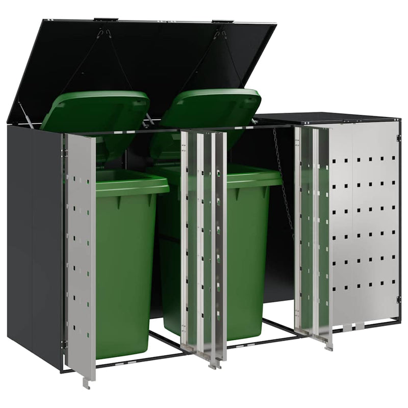 Wheelie Bin Storage for 3 Bins Anthracite 340 x 77.5 x 115.5 cm