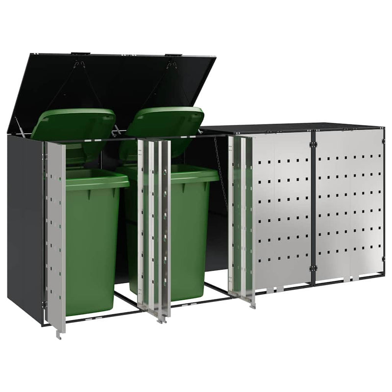 Wheelie Bin Storage for 3 Bins Anthracite 340 x 77.5 x 115.5 cm