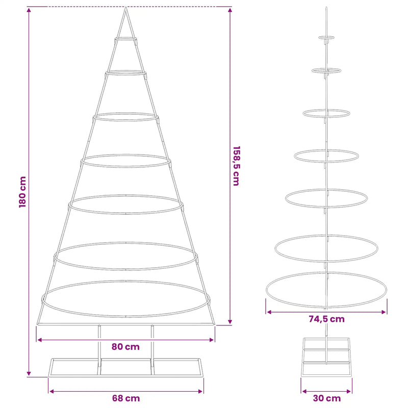Metal Christmas Tree with Stand Gold 180 cm Powder-coated steel