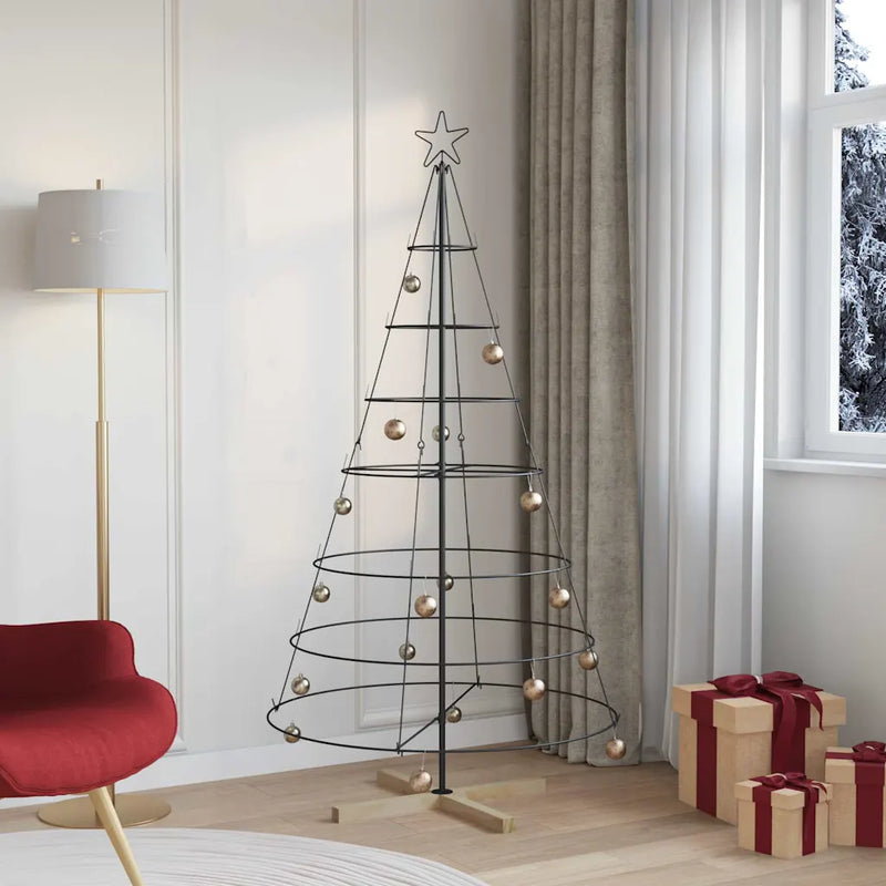 Christmas Cone Tree with Stand Black 180,5 cm Steel