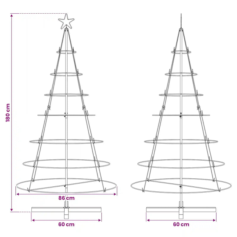 Christmas Cone Tree with Stand Black 180,5 cm Steel