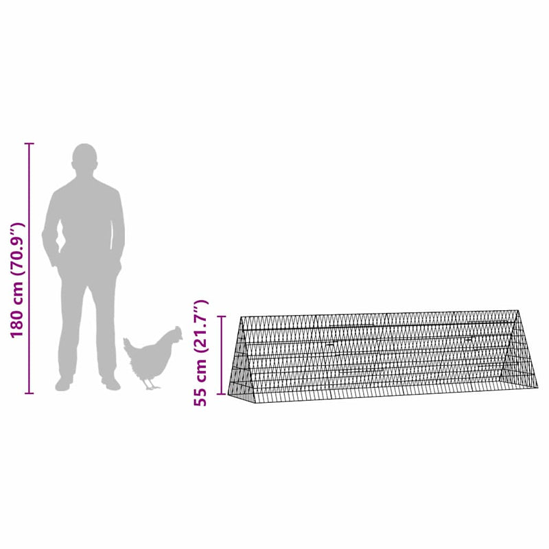 vidaXL Chicken Cage Silver 215 x 55 x 55 cm Galvanised Steel