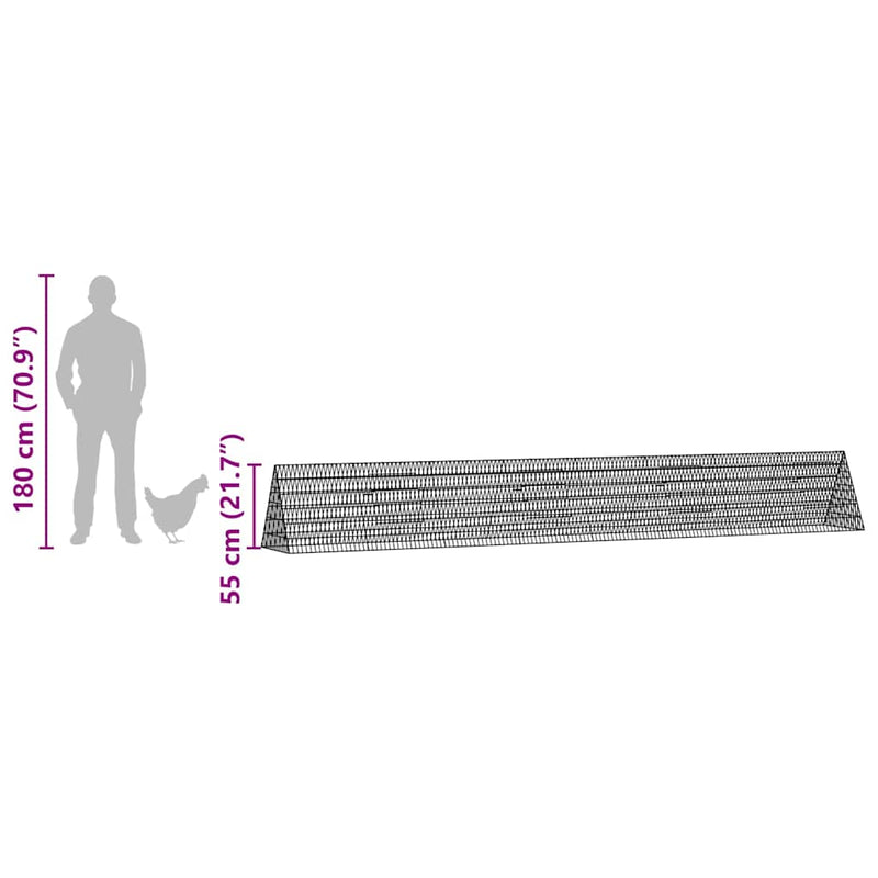 vidaXL Chicken Cage Silver 430 x 55 x 55 cm Galvanised Steel
