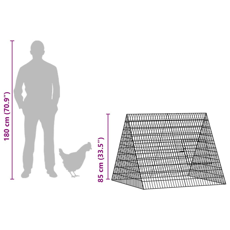 vidaXL Chicken Cage Silver 110 x 100 x 85 cm Galvanised Steel