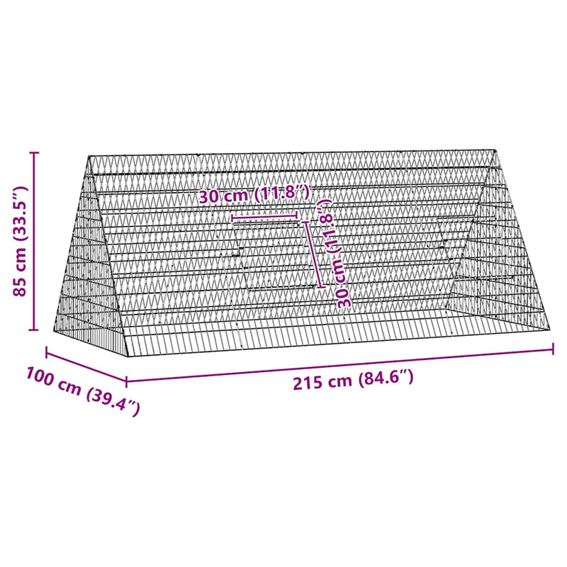 vidaXL Chicken Cage Silver 215 x 100 x 85 cm Galvanised Steel