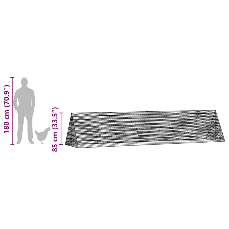 vidaXL Chicken Cage Silver 430 x 100 x 85 cm Galvanised Steel