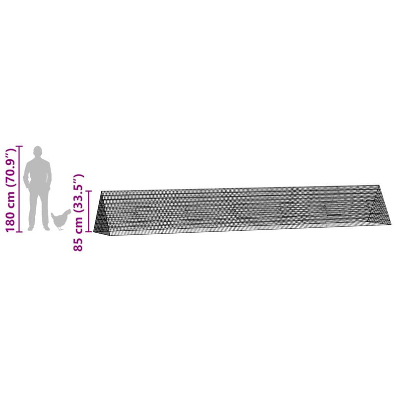 vidaXL Chicken Cage Silver 650 x 100 x 85 cm Galvanised Steel