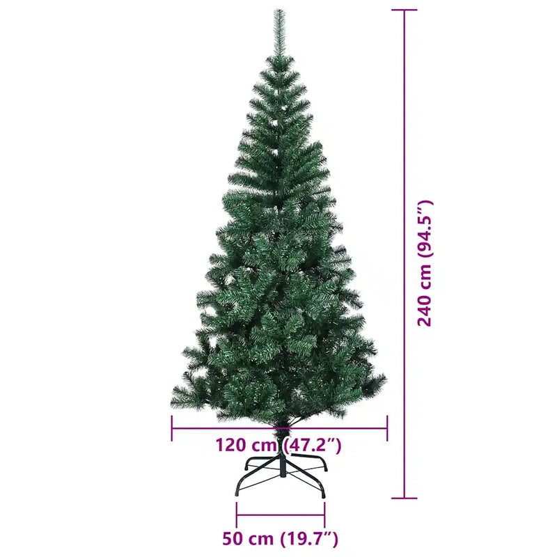 Artificial Pre-lit Christmas Tree Green 240 cm PVC and Metal