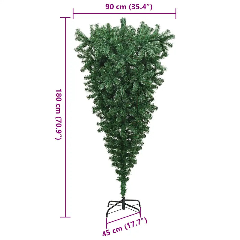 Upside-down Artificial Pre-lit Christmas Tree Green 180 cm PVC