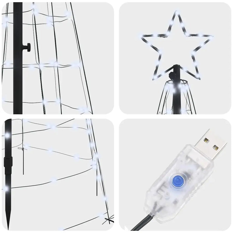 LED Christmas Tree with Ground Spikes Cool White 250 cm Iron