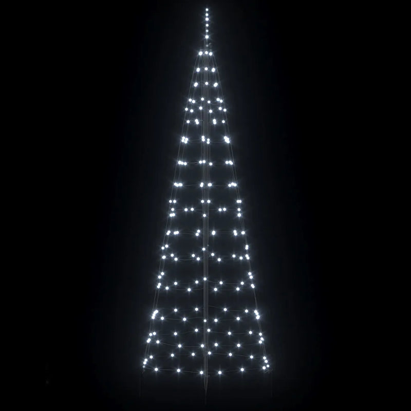LED Christmas Tree with Ground Spikes Cool White 250 cm Iron