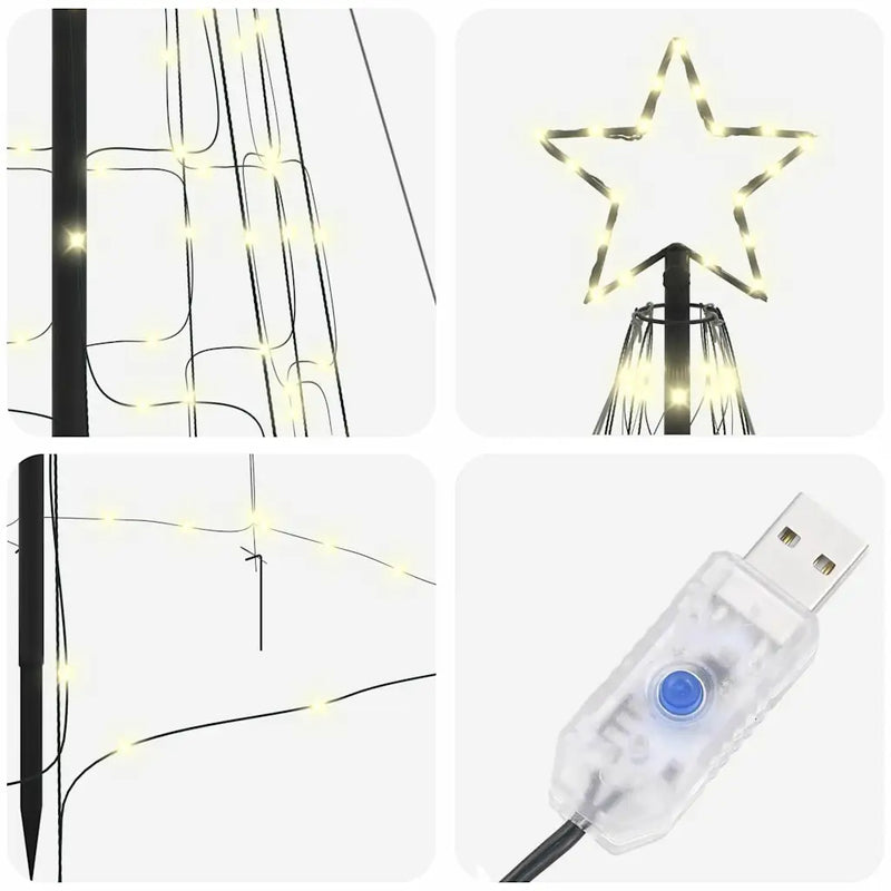 LED Christmas Tree with Ground Spikes Warm White 400 cm Iron