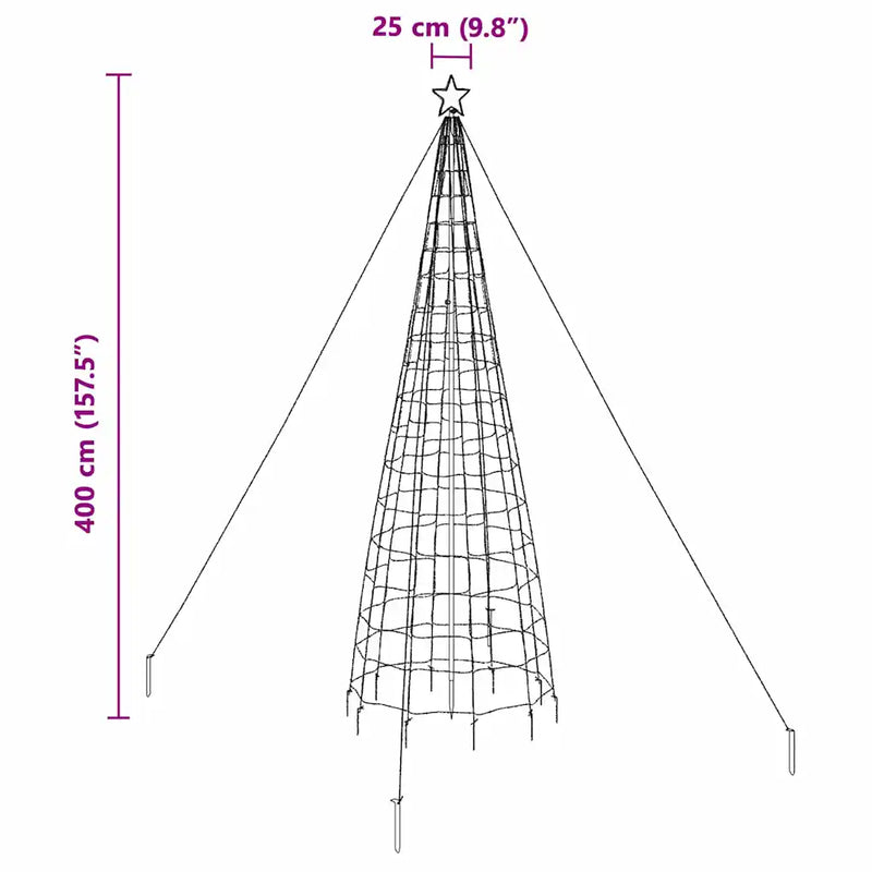 LED Christmas Tree with Ground Spikes Warm White 400 cm Iron
