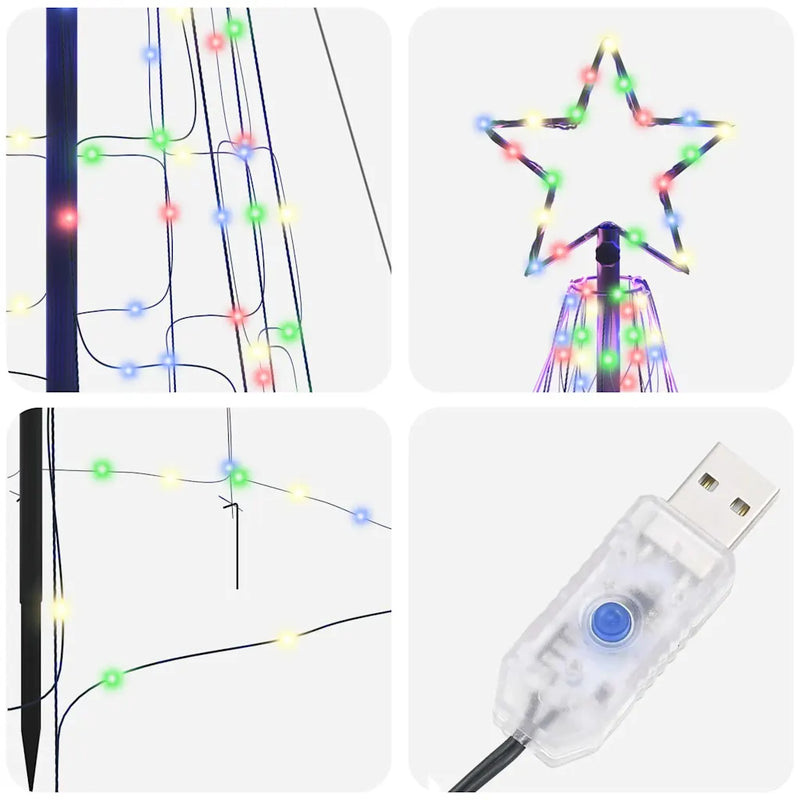 LED Christmas Tree with Ground Spikes Multicolour 400 cm Iron