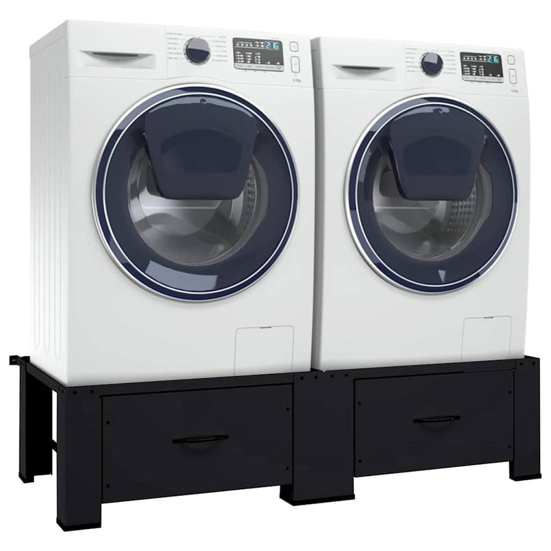 vidaXL Washing Machine Pedestal 2 pcs Black 64 x 55 x 32.5 cm Steel
