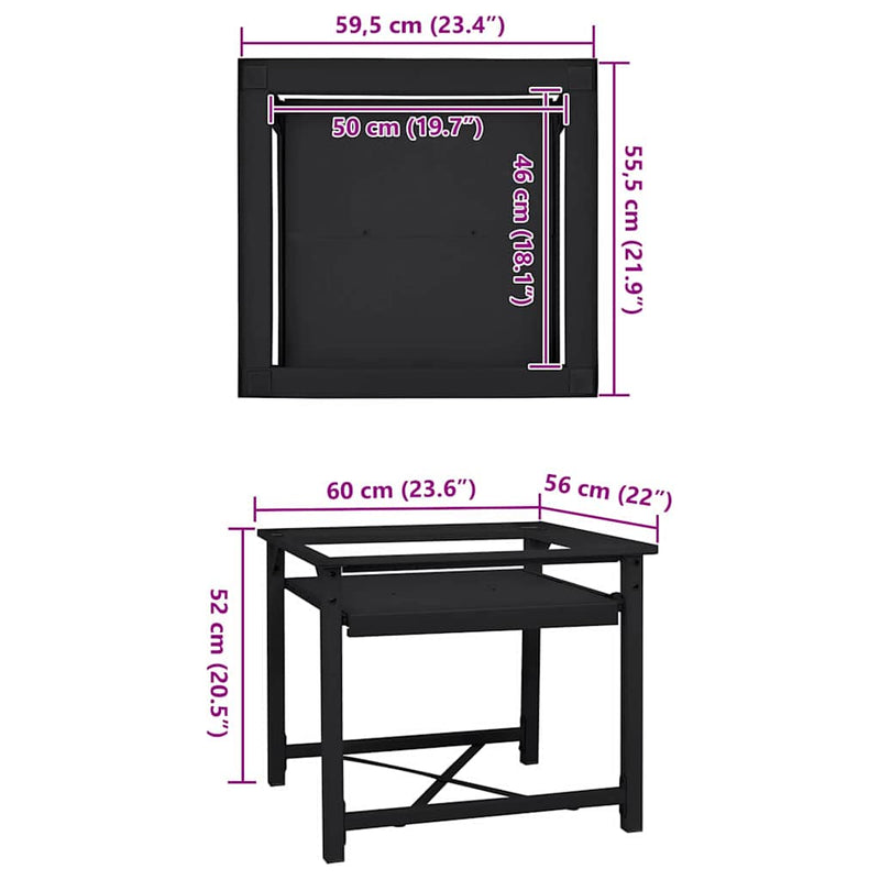 vidaXL Washing Machine Pedestal Black 64 x 55 x 32.5 cm Steel
