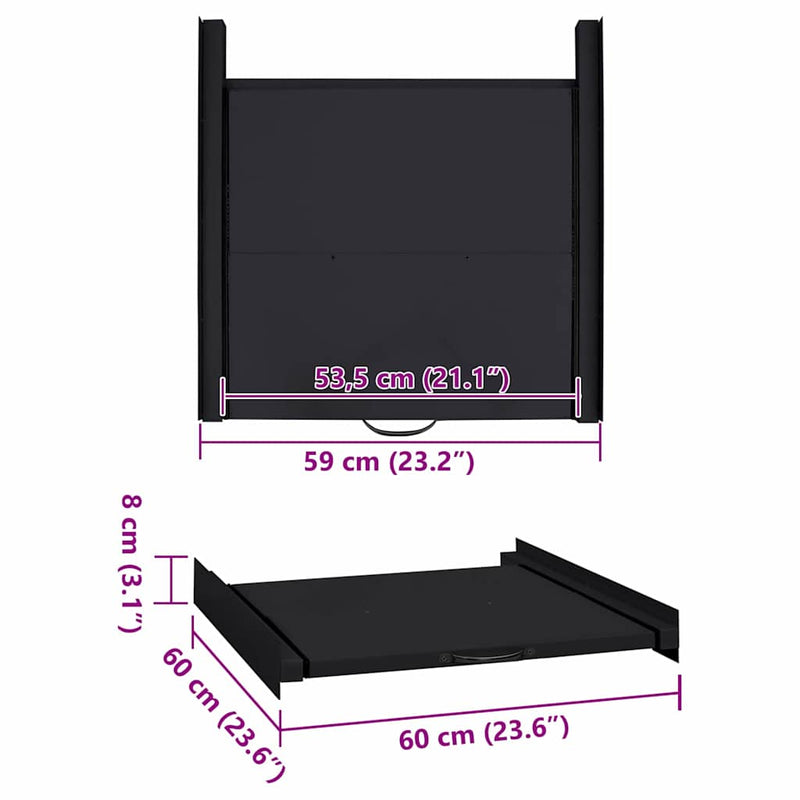 vidaXL Washing Machine Intermediate Shelf Black 60 x 60 x 8 cm Steel
