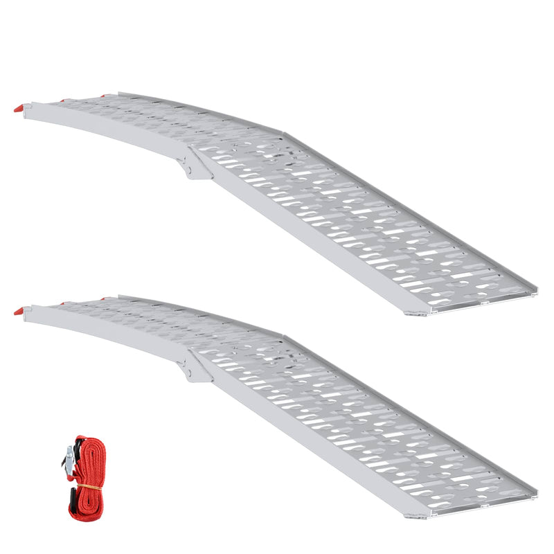 vidaXL Loading Ramp Folding 2 pcs Silver 222 x 28 x 5 cm Aluminium