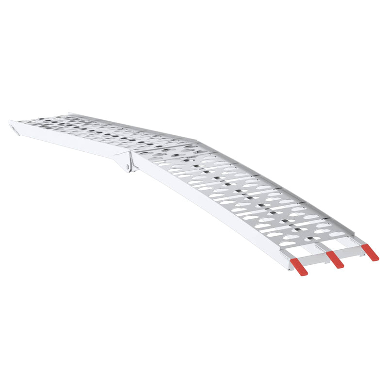 vidaXL Loading Ramp Folding 2 pcs Silver 222 x 28 x 5 cm Aluminium
