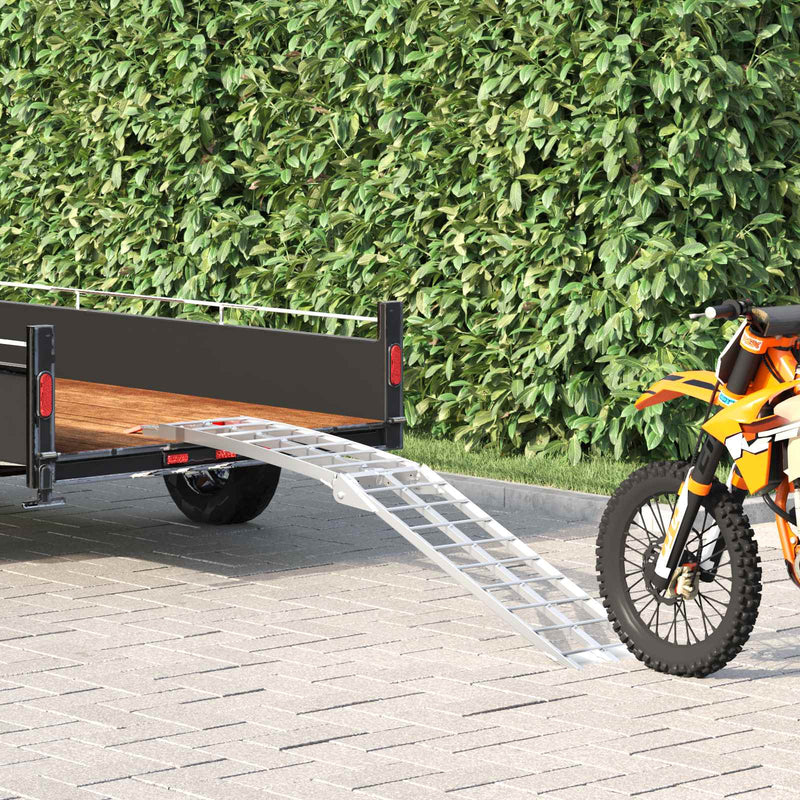 vidaXL Motorcycle Ramp Folding Silver 180 x 28 x 5 cm Aluminium