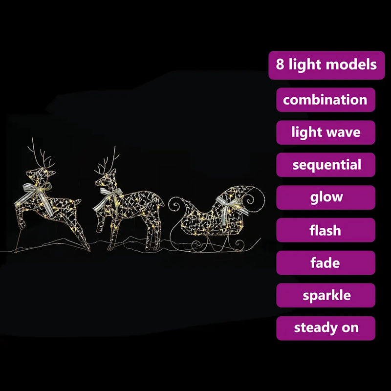 LED Reindeers 3 pcs 60 LEDs Warm White 44.5 x 18 x 66 cm PET