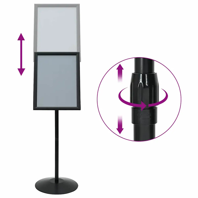 Pedestal Poster Stand A3 PVC and Steel Black