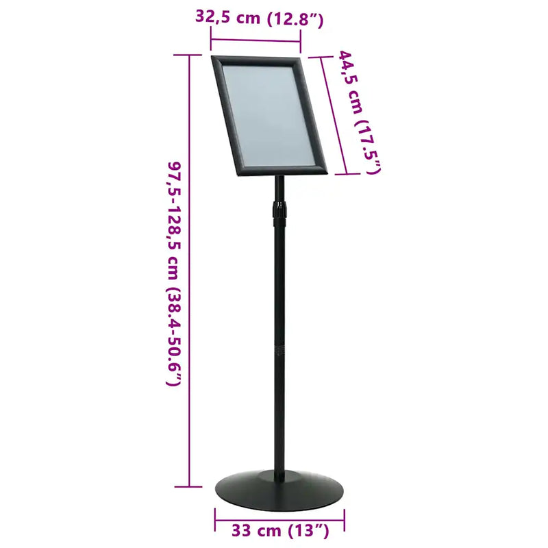 Pedestal Poster Stand A3 PVC and Steel Black
