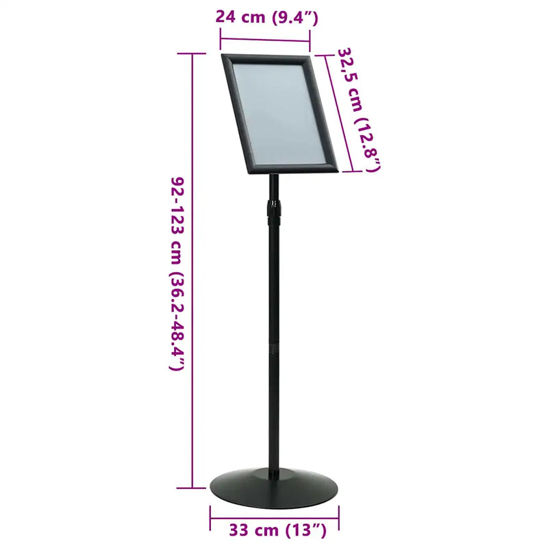 Pedestal Poster Stand A4 PVC and Steel Black