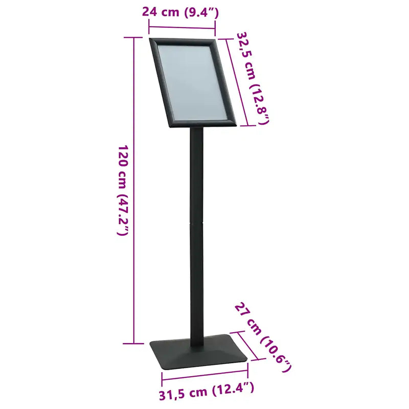 Pedestal Poster Stand A4 Cast Iron Black