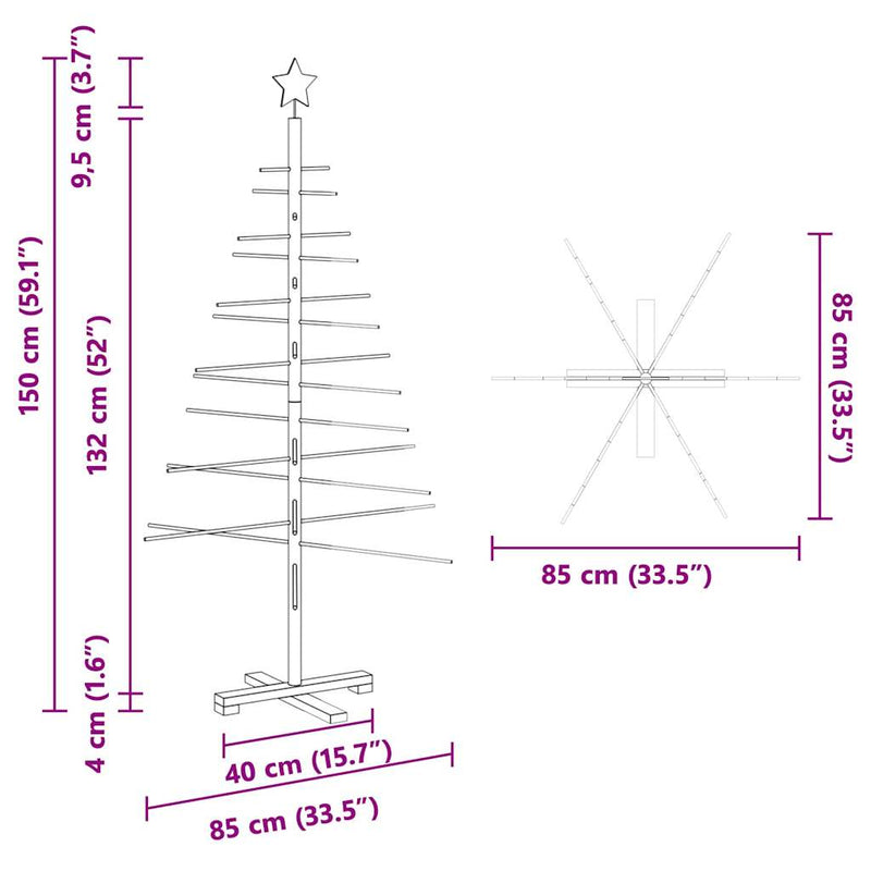vidaXL Wooden Christmas Tree with Stand Brown 150 cm Bamboo
