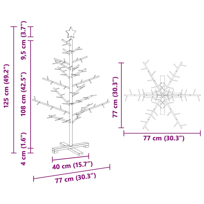 Wooden Christmas Tree KOTKA 125 cm Bamboo and solid pine wood