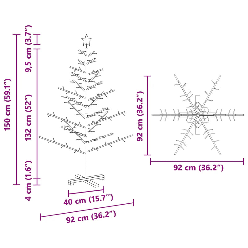 Wooden Christmas Tree with Stand Natural 150 cm Solid pine wood