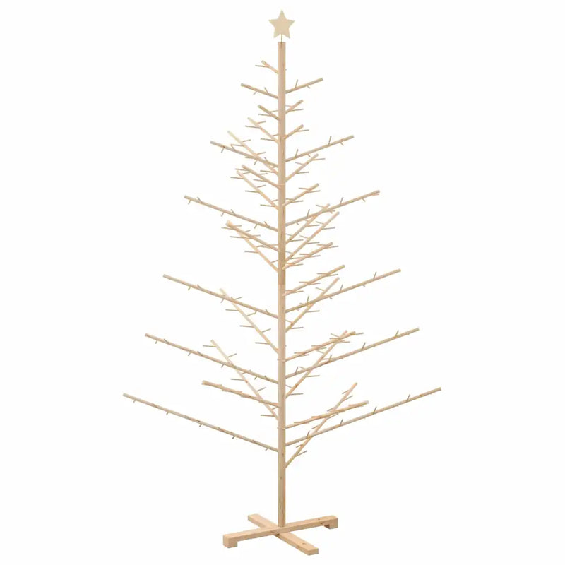 Wooden Christmas Tree with Stand Natural 210 cm Solid pine wood