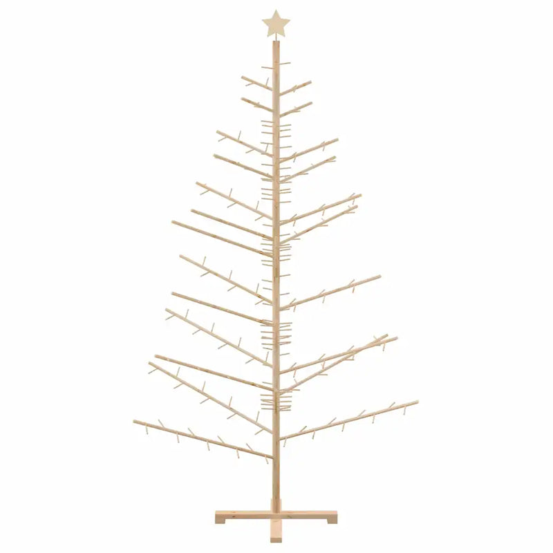 Wooden Christmas Tree with Stand Natural 210 cm Solid pine wood