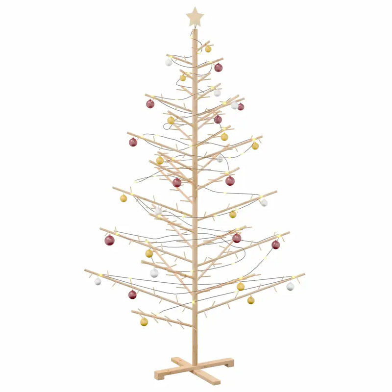 Wooden Christmas Tree with Stand Natural 210 cm Solid pine wood
