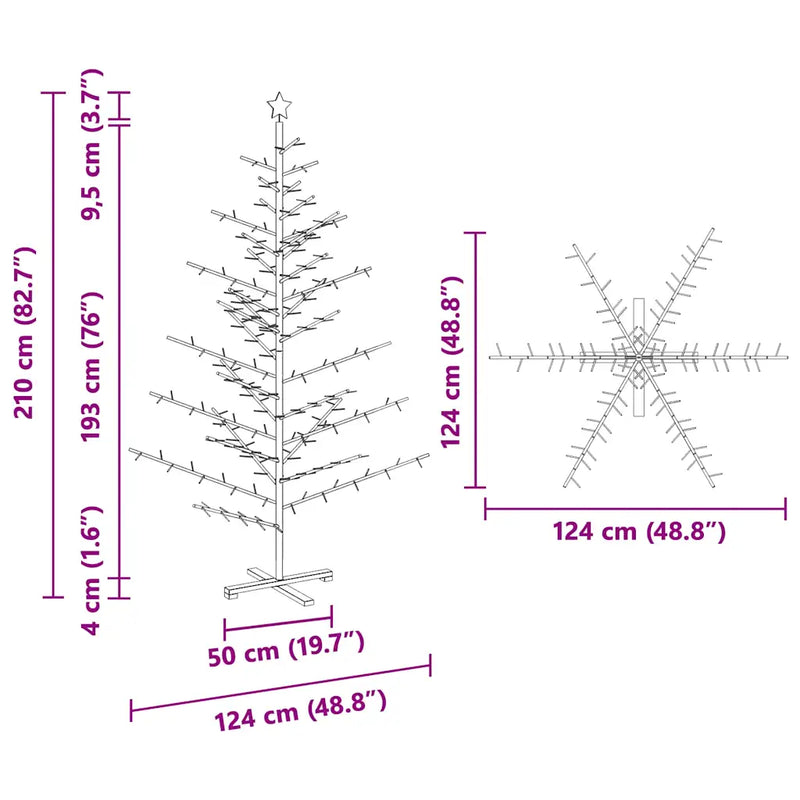 Wooden Christmas Tree with Stand Natural 210 cm Solid pine wood