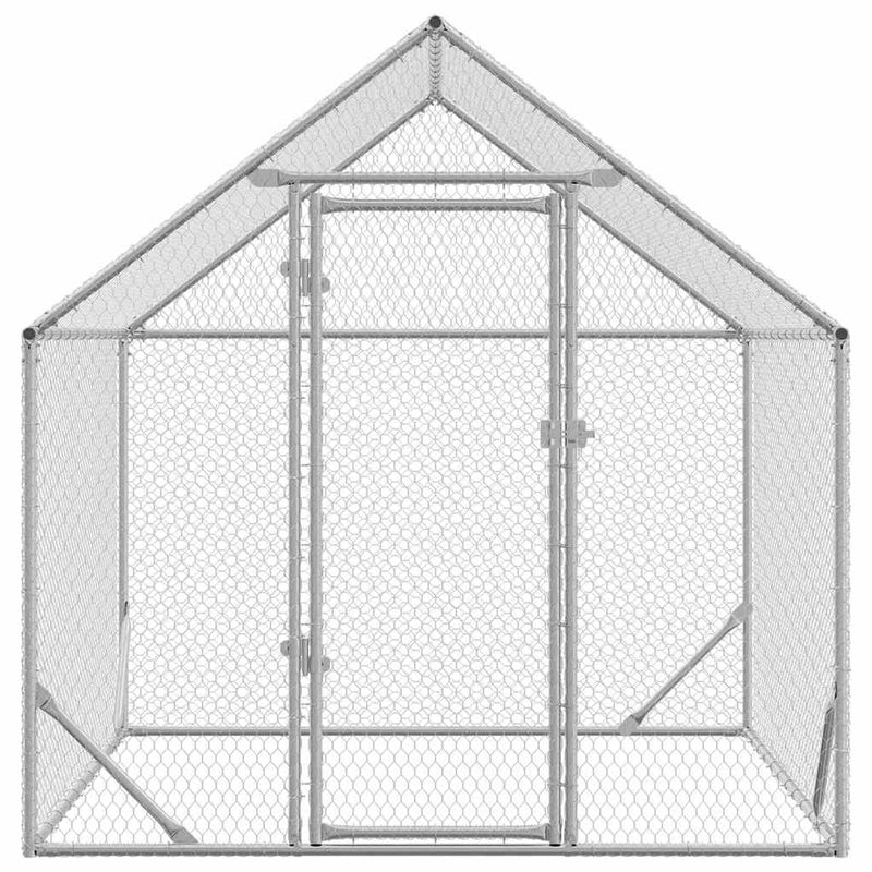 vidaXL Chicken Cage Silver 200x170x177cm Galvanised Steel