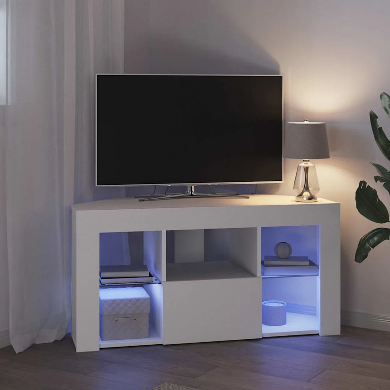 Corner LED TV Cabinet 100 x 40 x 50 cm White Engineered Wood